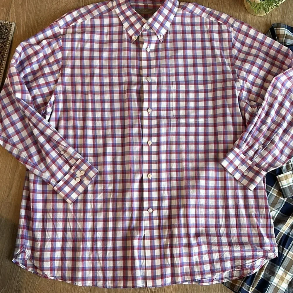 ((2 PIECE)) SAMUEL CREMIEUX MENS BUTTON DOWN SHIRTS CHECKERED SIZE XXL